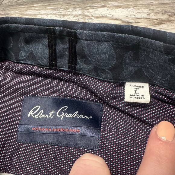 Robert Graham Modern Americana Tailored Fit Blue Large Paisley Button Up Shirt‎ - Picture 3 of 9